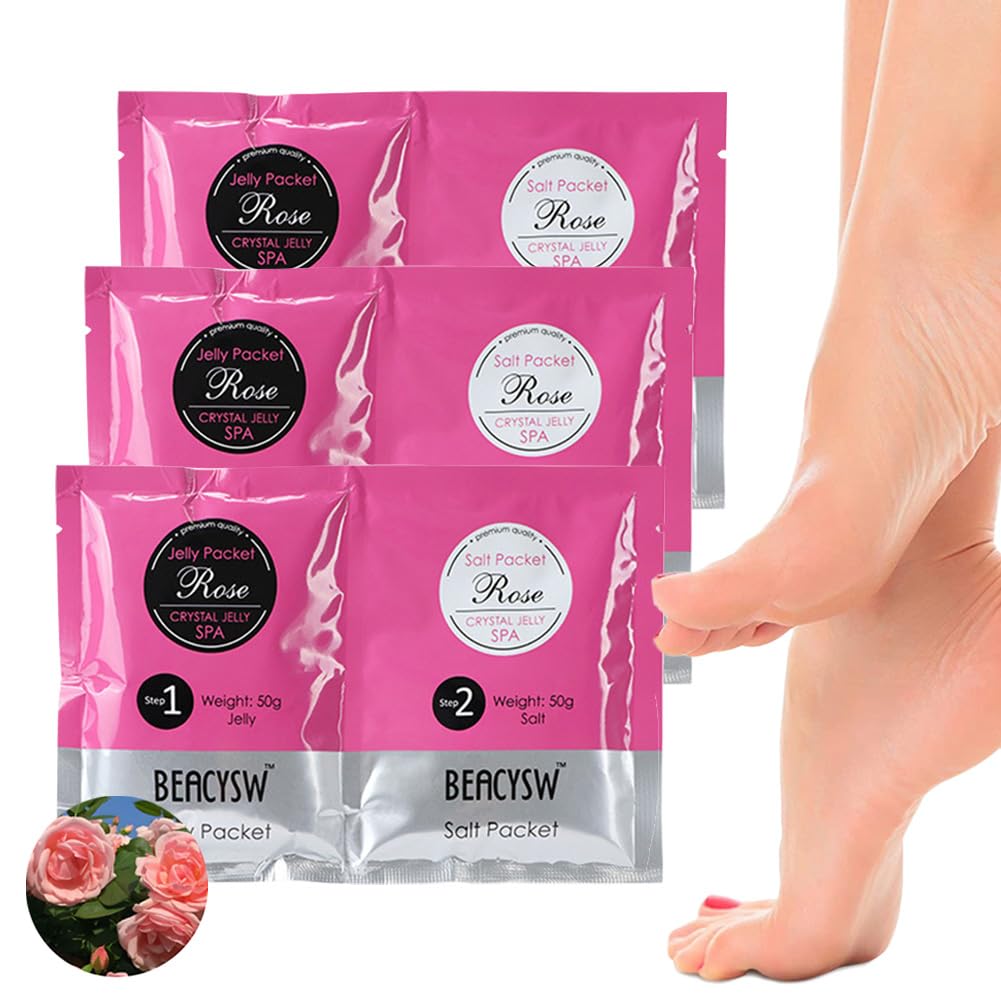 Chpbolly 3 PCS Jelly Pedicure Foot Soak Packets Jelly Spa Bath Moisturizing Pedicure Soak For Tired Cracked Feet Odor Foot Softens Calluses Exfoliating Foot Spa Soak To Relax Feet Spa Pedicure Care