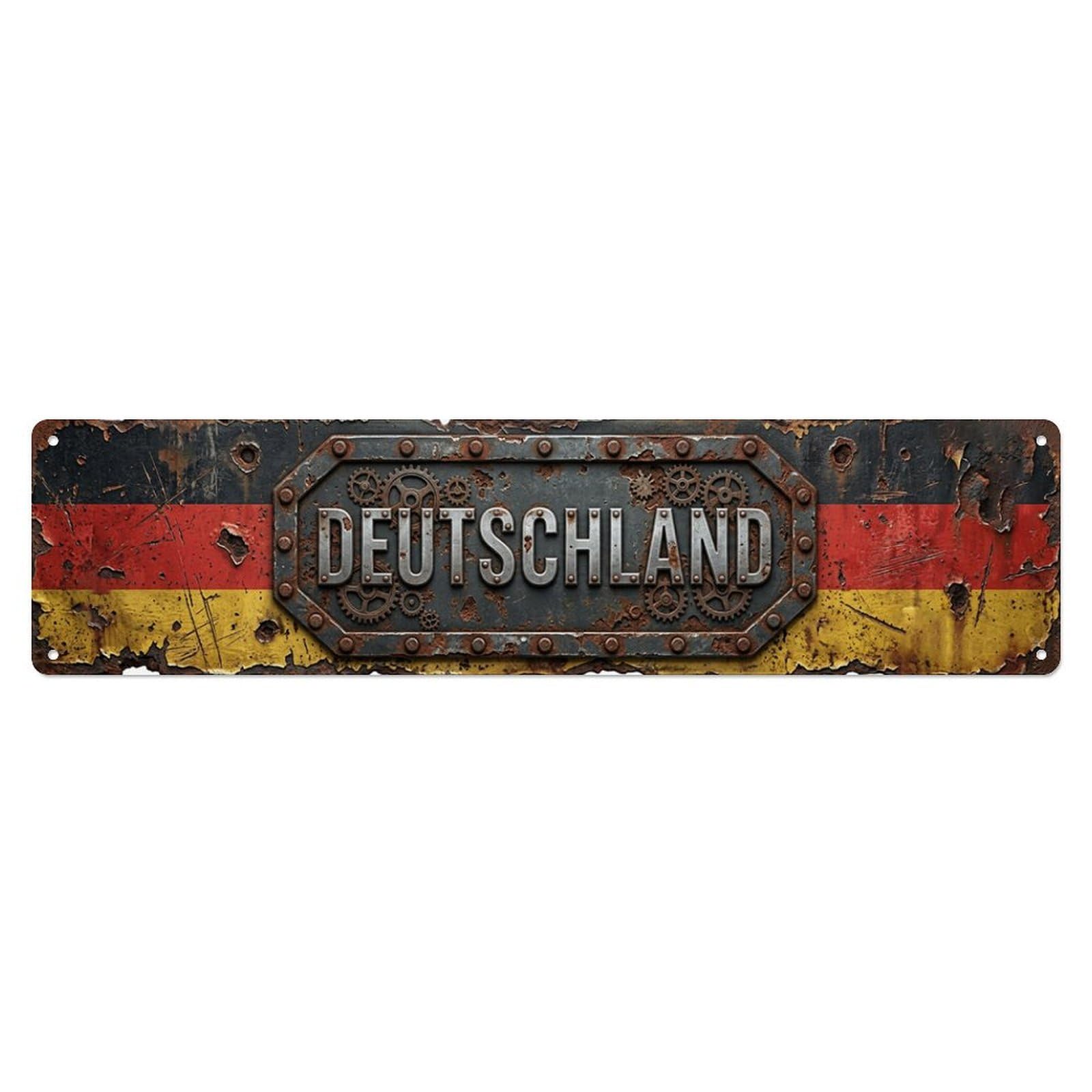 Germany Flag Timeworn Emblem Metal Tin Skinny Sign Plaque Wall Decor for Cafe, Club Bar, Office, Home Garden Metal Poster 4x16Inch