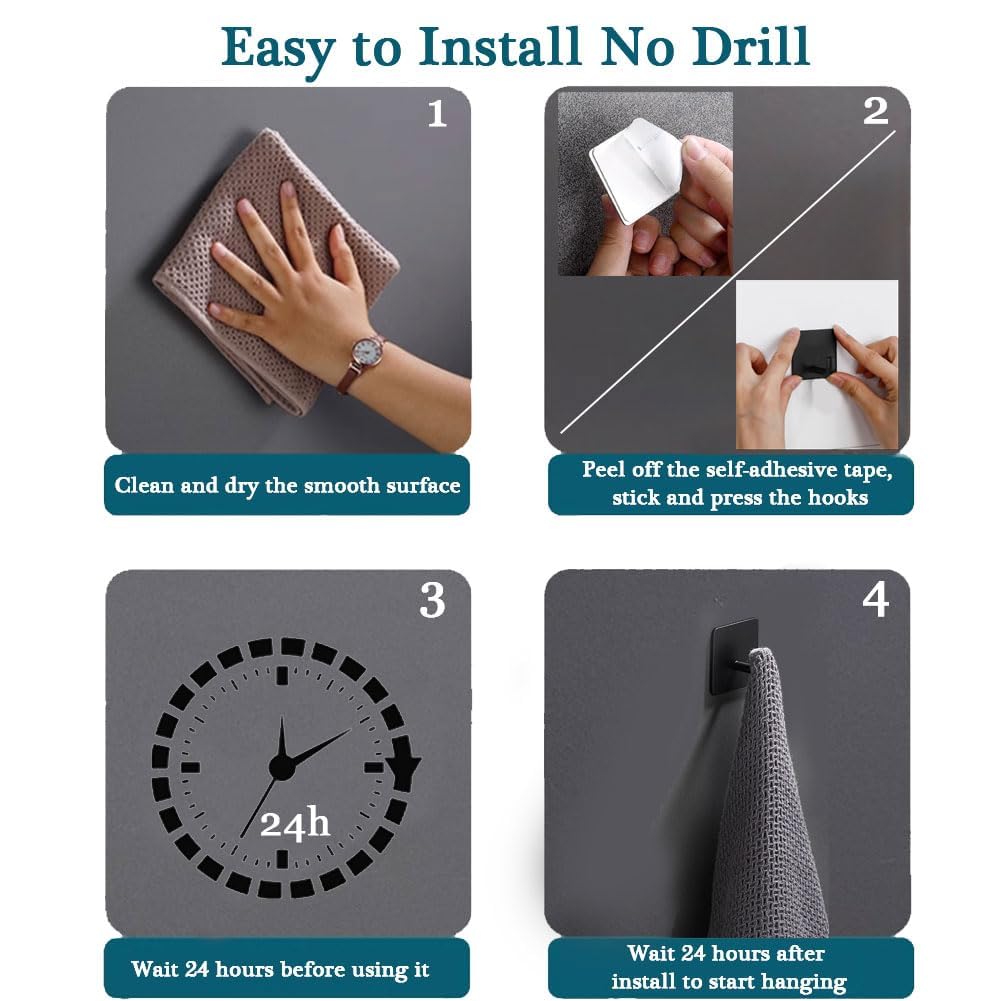 Selbstklebende Haken zum Aufhängen, Wandhaken, selbstklebend, für Schlüssel, Hut, Mantel, Badezimmer, Handtuchhaken, Utility No Drill Haken für Dusche, Küche, Tür, Outdoor, Zuhause, 8 Stück,