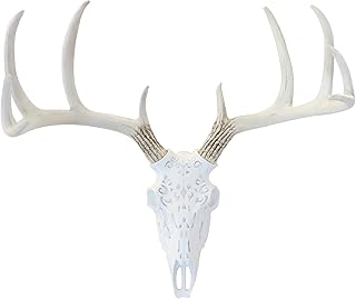 Faux Taxidermy Decorative Carved Deer Skull Wall Mount, White/Natural, DBS0100 - Buy now