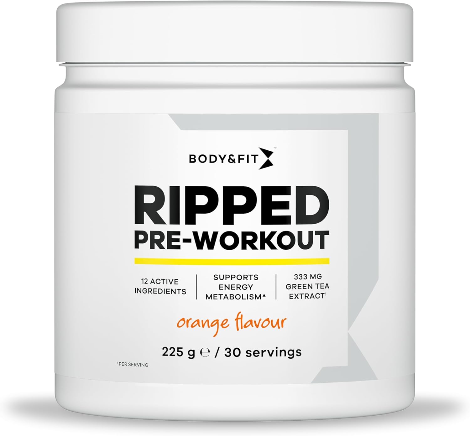 Body & Fit Ripped Pre-Workout – Sinaasappel – 225 gram – 30 doseringen