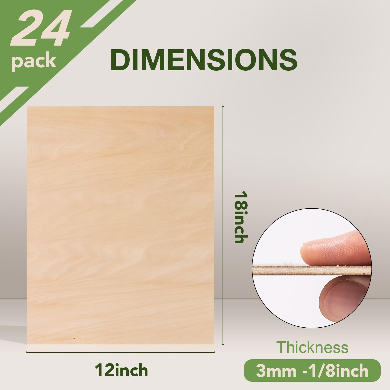 ROBOTIME Tablero Madera Contrachapada 3mm A3 30×42cm 24 Piezas Linden Tablero de Madera a Medida Para Bricolaje,Pirograbado Corte por Laser CNC Router Modelado