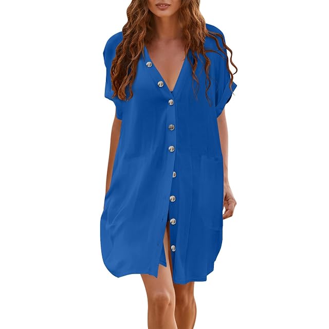 Summer Cover Ups for Women Plus Size Button Down Bikini Coverup Beach Dress Shirts 2025 Fashion Outfits