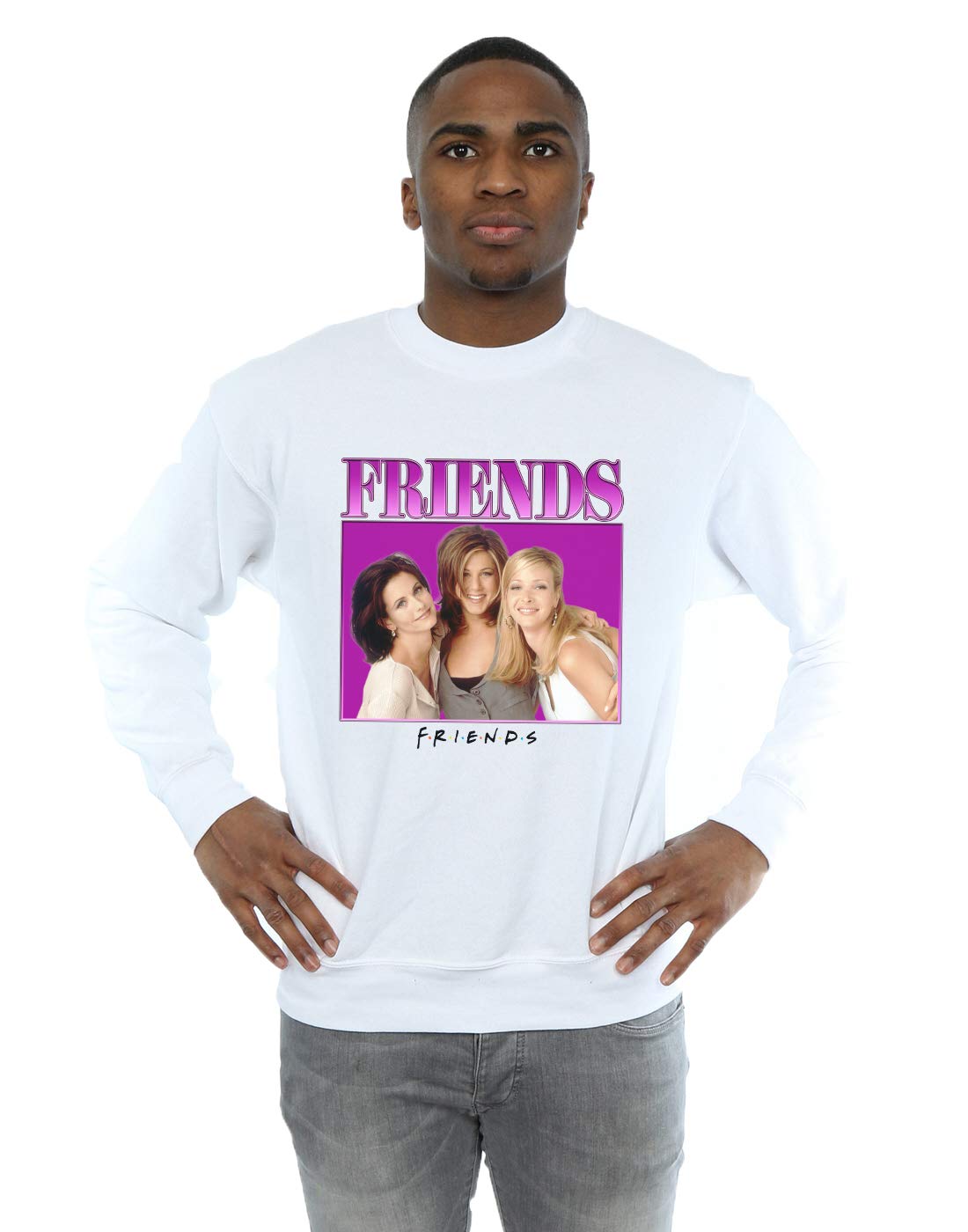 Absolute Cult Men's White Friends Monica Rachel Phoebe Homage Sweatshirt XX-Large