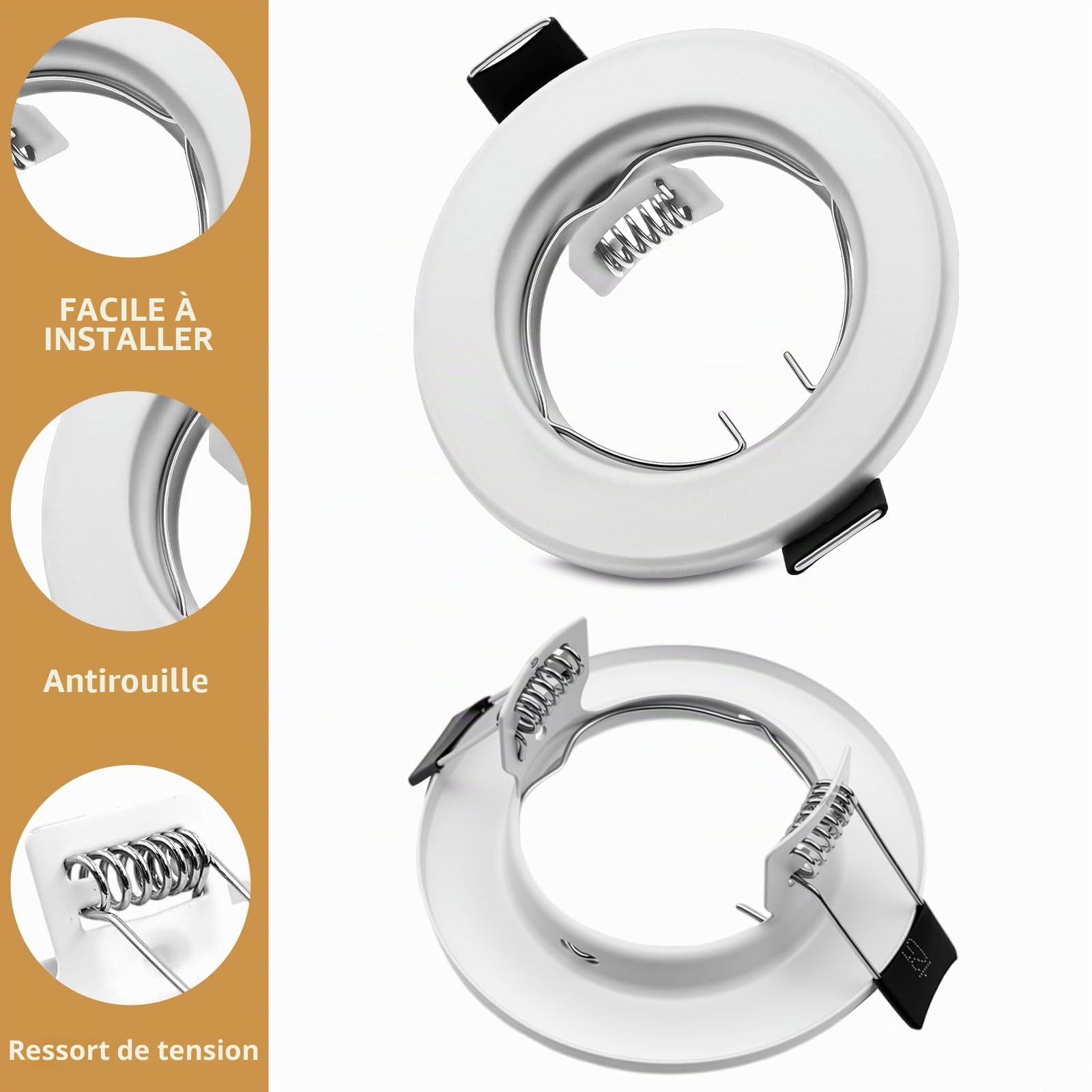 Lot de 24 Support Spot Encastrable GU10 Blanc Mat Sans Ampoule