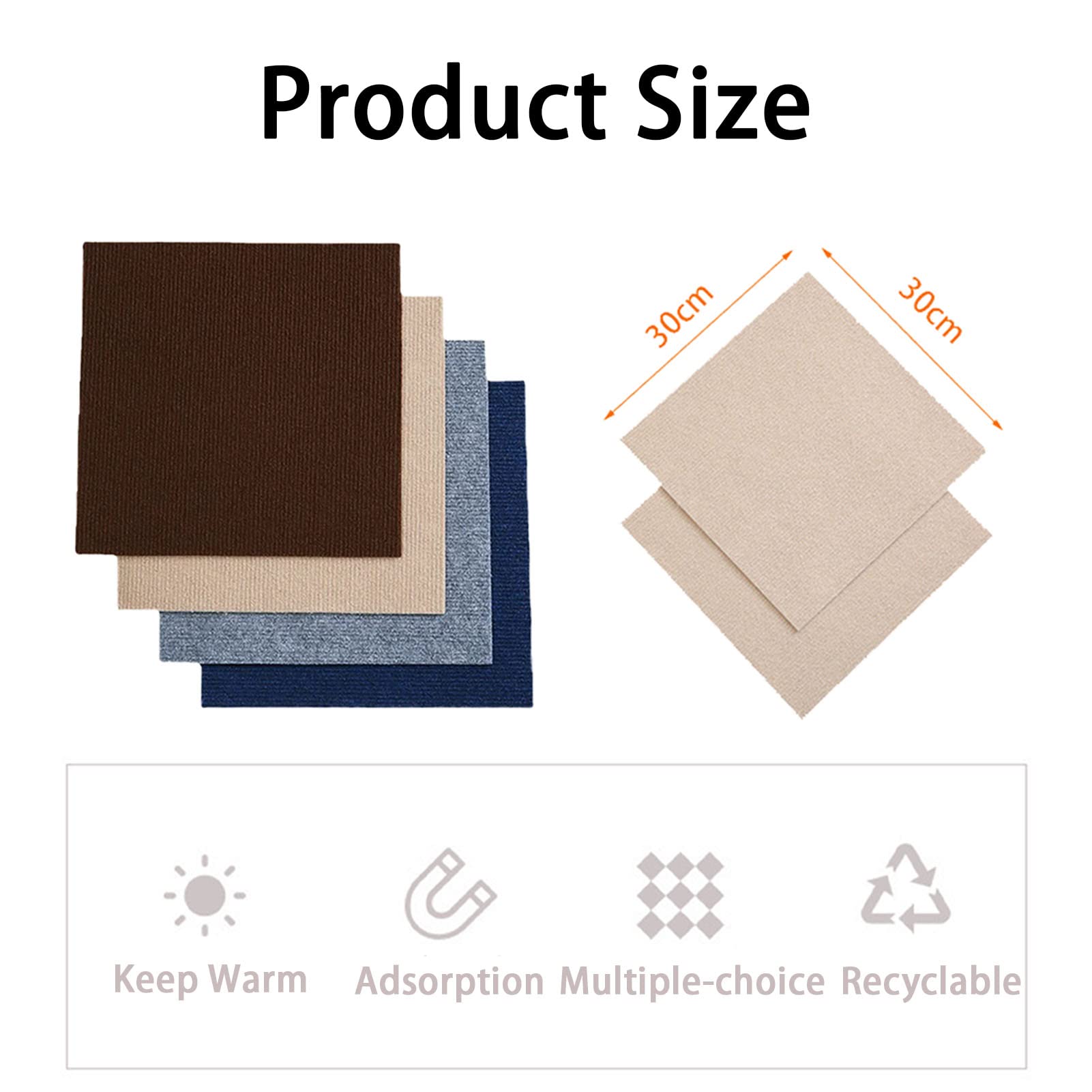 Selbstklebende Teppichfliesen, 30 cm, zum Abziehen und Aufkleben, Mehrzweck, Rutschfester Boden, wiederverwendbar, einfaches Heimwerken, vierfarbig
