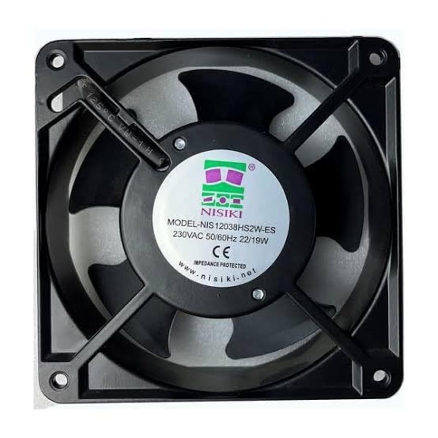 Lighting Hub NISIKI NIS12038HS2W-ES 230V AC 50/60Hz 22/19W Air Cooling Fan,120 * 120 * 38mm Exhaust Fan (Black) 2Wire Metal-image-14