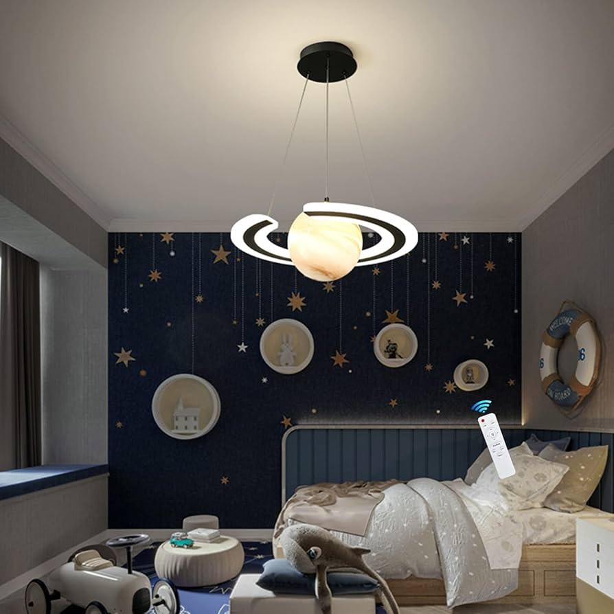 Lampadario LED A Sospensione Con Pianeti Per Cameretta Bambini - Telecomando E Dimmerabile - Foto 5