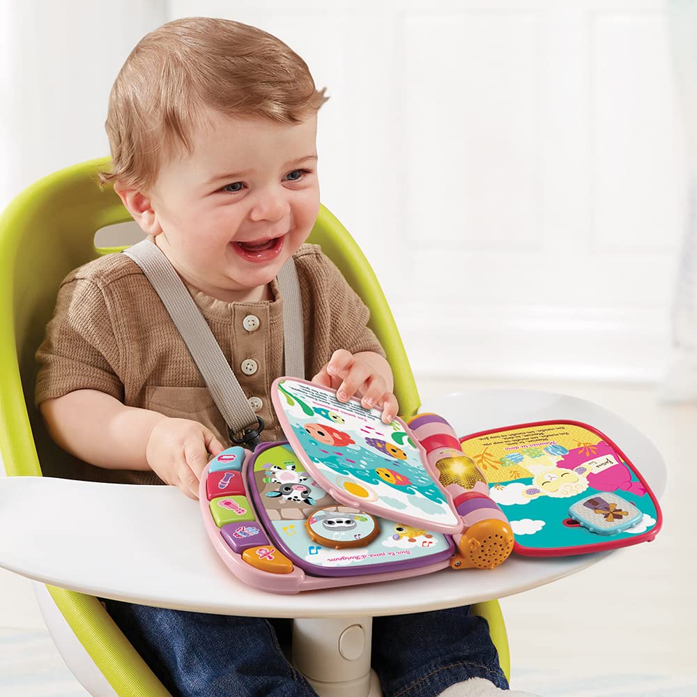 VTech - Super Livre Enchanté des Baby Loulous Rose, Livre interactif Bébé - 6 /36 Mois - Contenu en Français