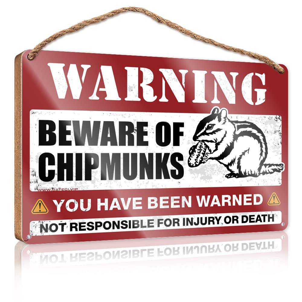 Wooden Plaques For Crafts Beware Of Chipmunks Wooden Sign(23X35CM)