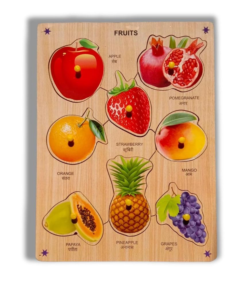 Wooden Fruit Puzzle Picture Board with Peg Knobs (8 Pieces) (B0CDXKV378) Amazon Price History, Amazon Price Tracker