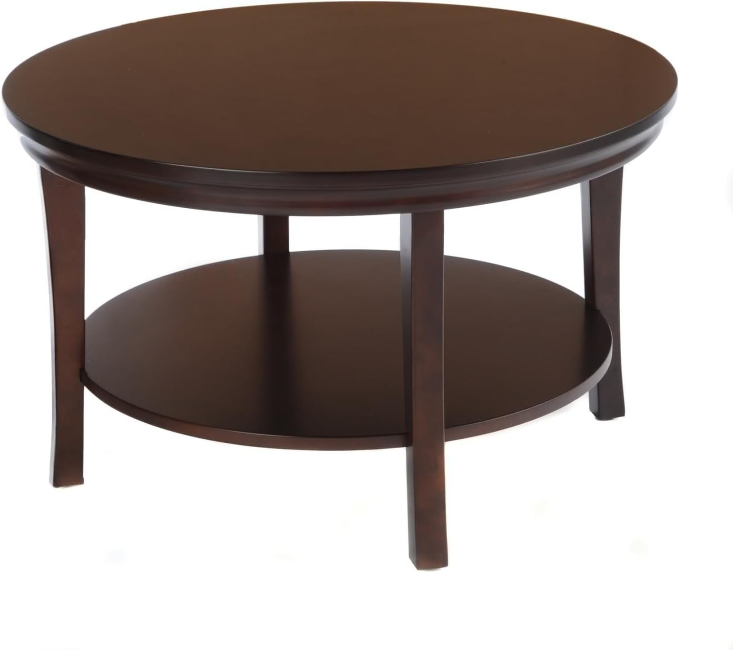 Bay Shore Collection 30" Round Coffee Table with Lower Shelf (Espresso) (30"H x 30"W x 18"D)