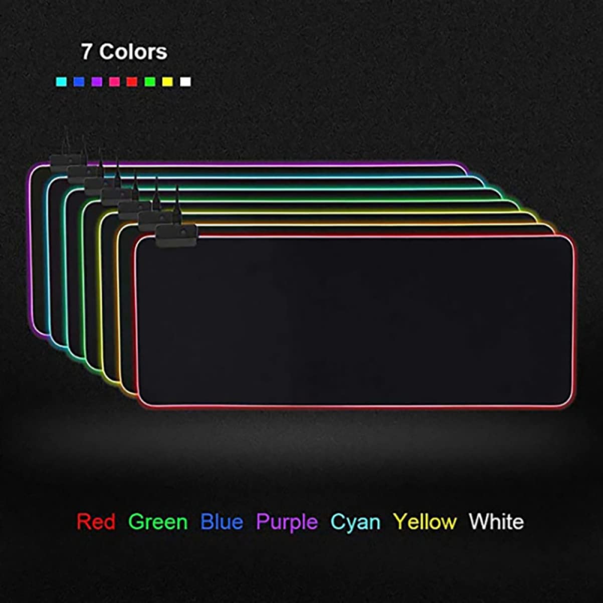 Tappetino per Mouse LED Rgb 800x300 Mm Nero in Gomma | Resistente All’acqua e Sporco, Memoria Spegnimento, Spandex Finitura Luminosa