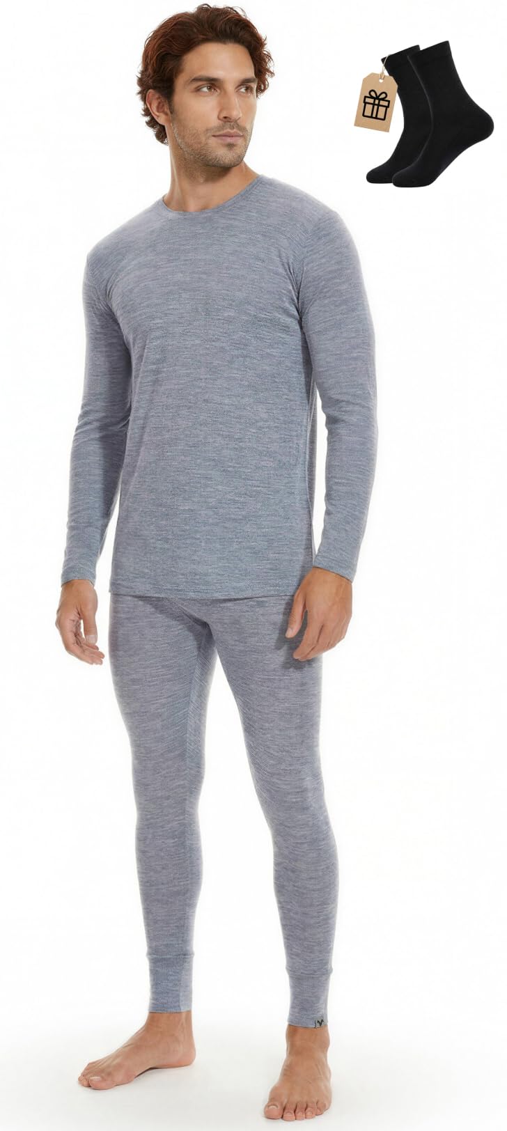 MERINNOVATION Merino Wool Base Layer Set for Men 100% Merino Wool Pajamas Set Thermal Sleep PJS Lite - Midweight Top, Bottom