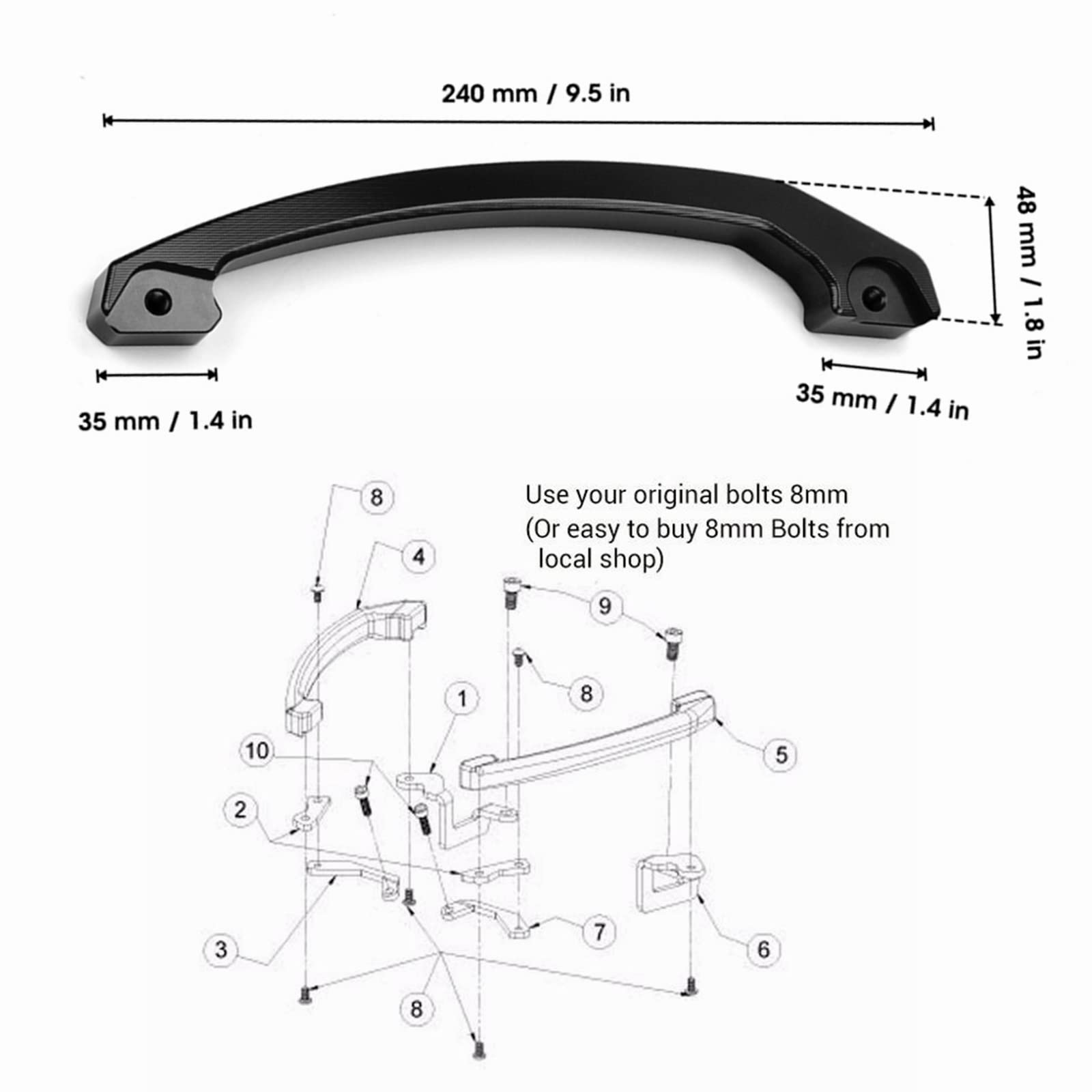 Barras de Agarre traseras Asiento de Pasajero manija de riel de Mano para MT-07 MT07 FZ-07 2014 2015 2016 2017 Manillar de Asiento de Pasajero (Red)