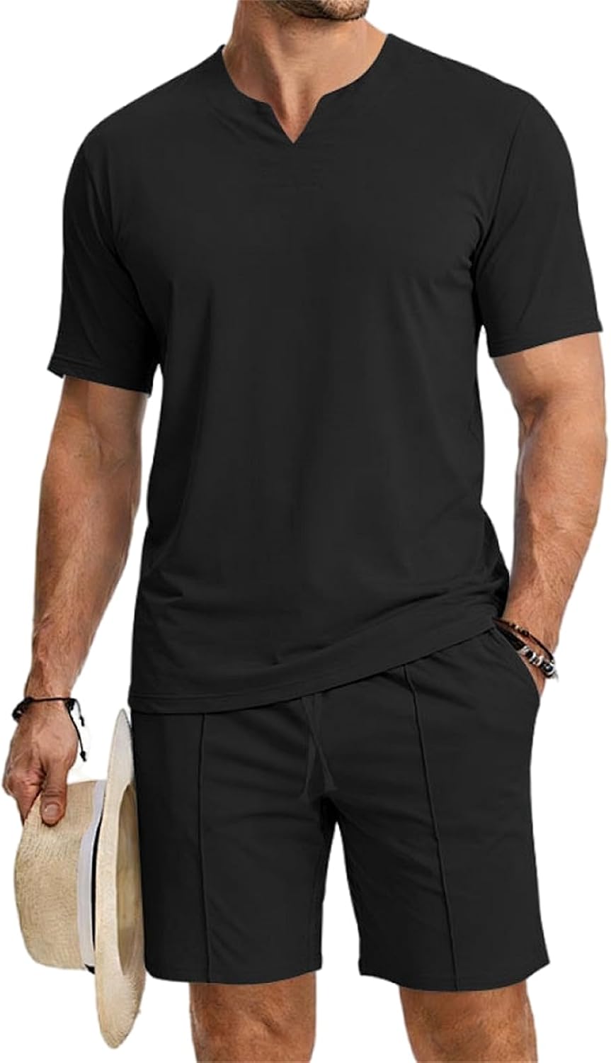 CHUUMEE Men's Shirt and Shorts Set 2 Piece Outfits Fashion Summer Tracksuits Casual Sportwear Set