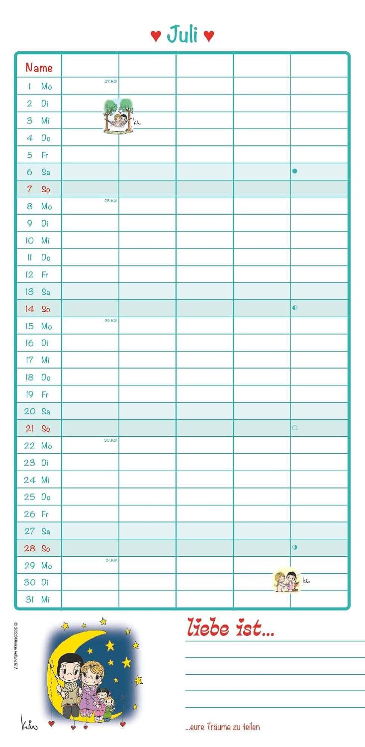 liebe ist... 2024 Family Planner - Family Timer - Appointment Planner - Children's Calendar - Family Calendar - 22 x 45 cm      Calendar – Wall Calendar, May 1, 2024