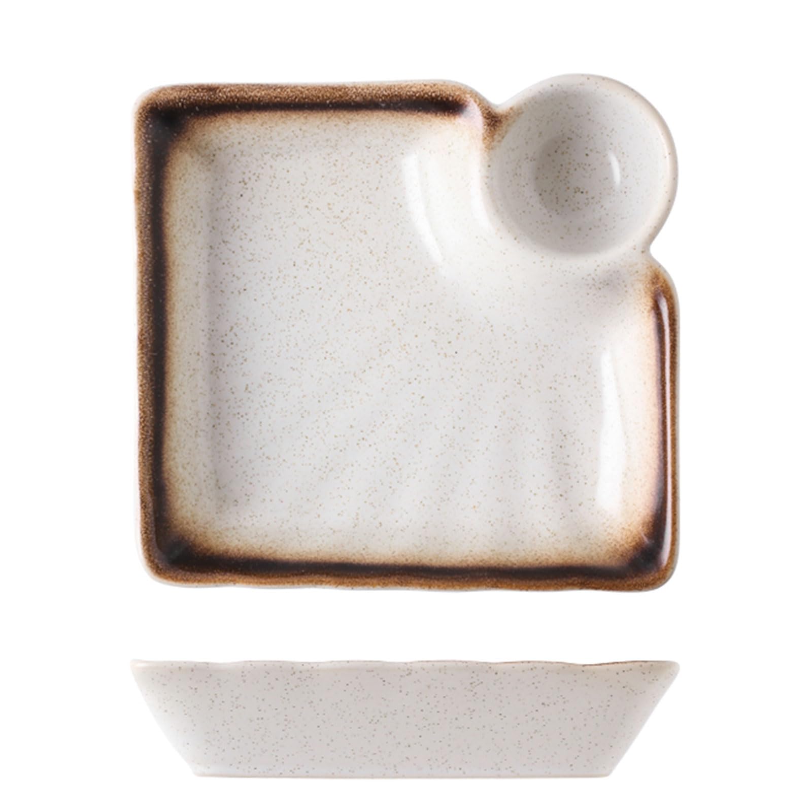 Dxcaicc C Dxcaic Chips And Dip Plates, Erami Sushi Plate With Sauce Ompartment,Snack Serving Dishes For Appetizer,Sauce Dipping Plates Dumpling, Snack,Salsa,Fries Hips,,Square