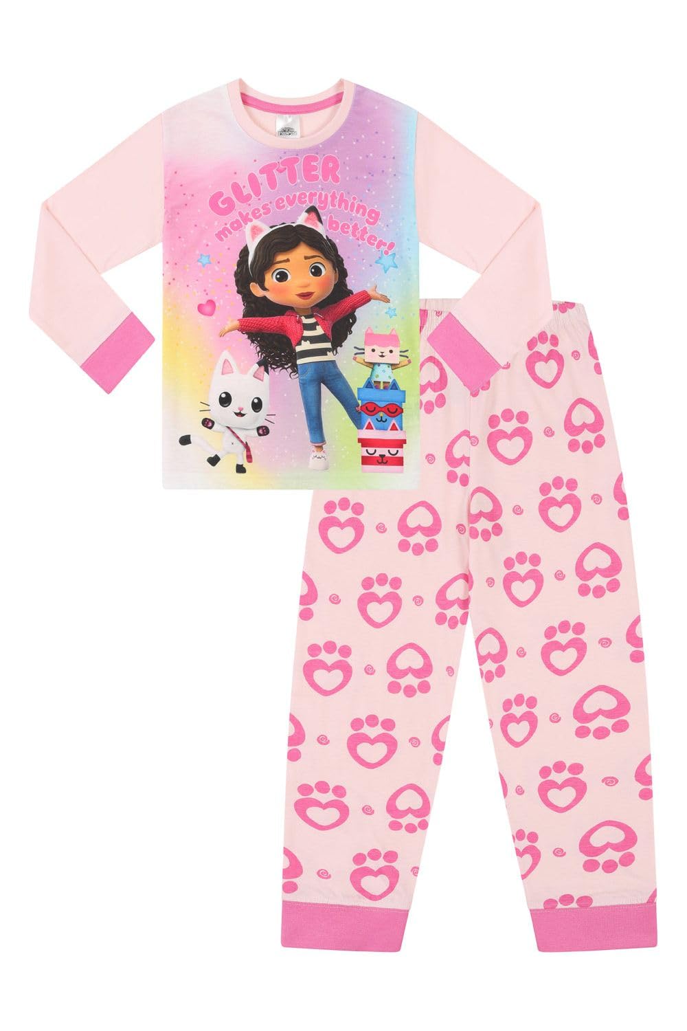 Gabby's Dollhouse Girls Glitter Makes Everything Better Long Pink Pyjama Set (3-4 Years)