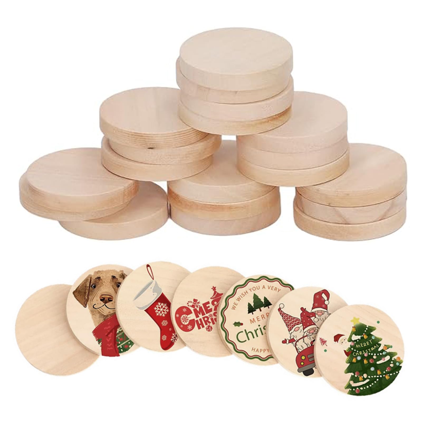 5 Círculos De Madera De 20 Cm Para Manualidades - Placa Redonda Sin Terminar, Recortes Para Pintura De Diseño De Puerta