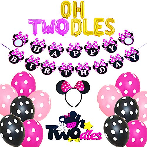 Oh Twodles Balloons Minnie Mouse Second Birthday Cake Topper 2nd Banner Party Supplies