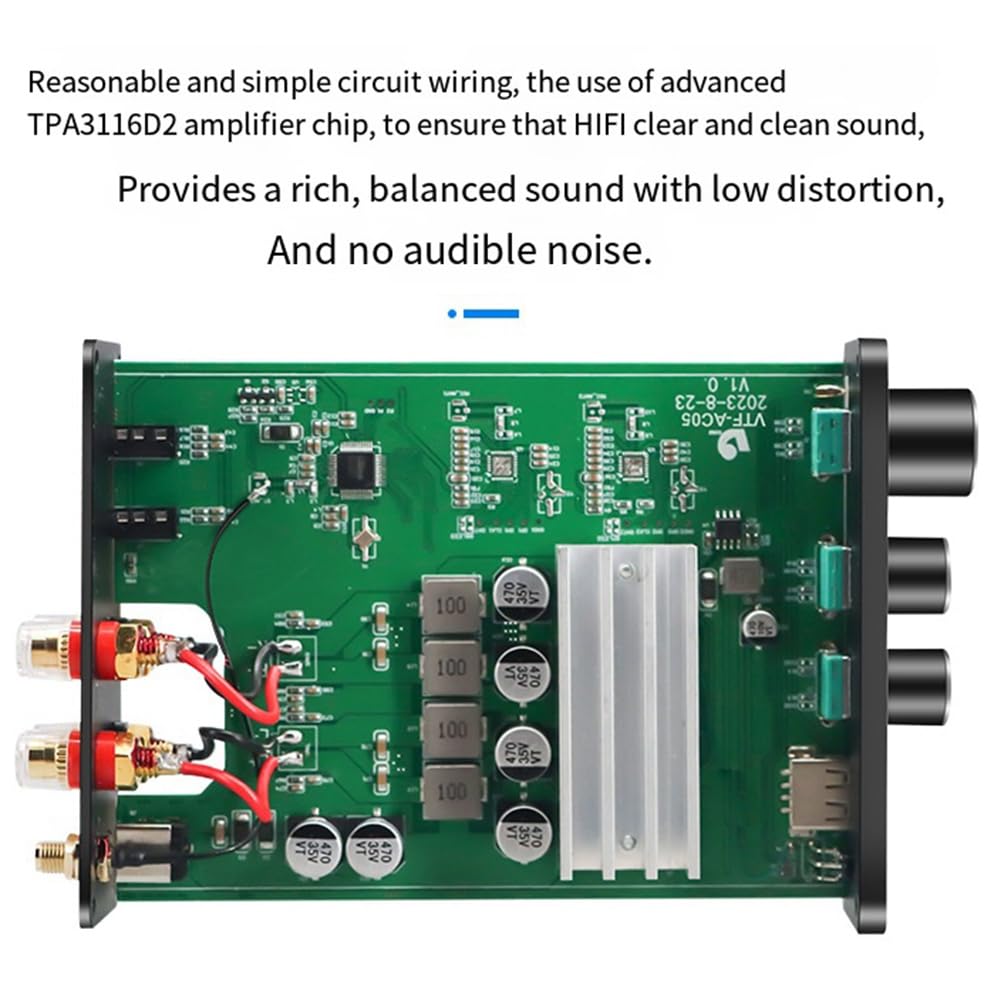 Malloy TPA3116 Bluetooth 5.3 Cyfrowy wzmacniacz HiFi Stereo Wzmacniacz audio Dekoder USB 50 W + 50 W Łatwy w użyciu A