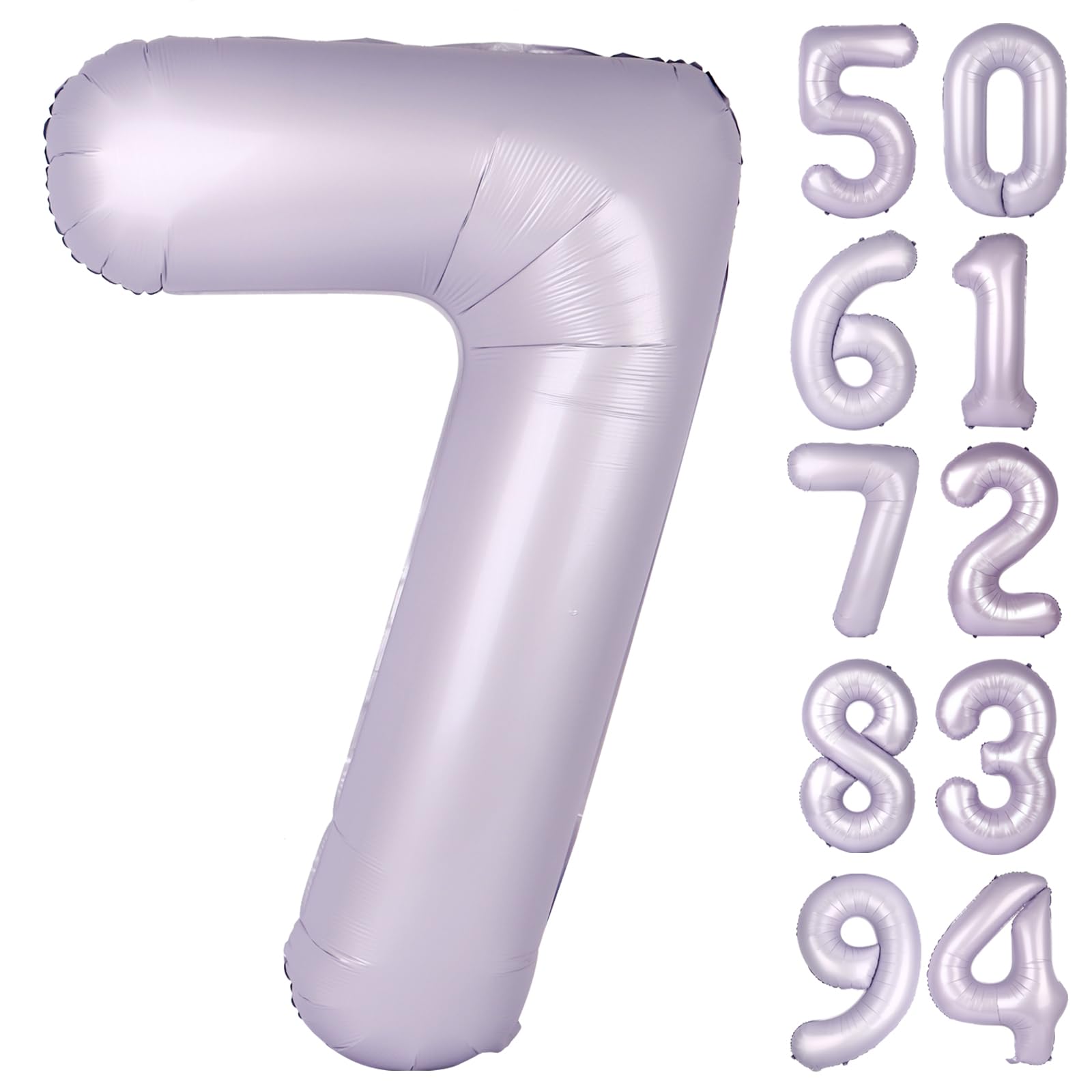 Light Purple 7 Balloon - Number Balloon 40 Inch, 7th Birthday Decorations