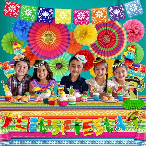 8 Varieties 25 Pcs Cinco De Mayo Decorations Mexican Party Decorations Fiesta Party Decorations Paper Fans Pom Poms Llama Balloons Banners Table Runner Honeycomb Decor Cupcake Toppers Taco Party Favor