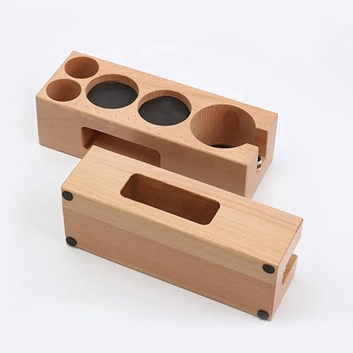 Miniatura 5 de NADEnVIE Tamping Station 515358mm Coffee Tamper Holder Filter Stand Wooden Filling Base Espresso Distributor Mat Rack Coffee Maker Tools Accessories