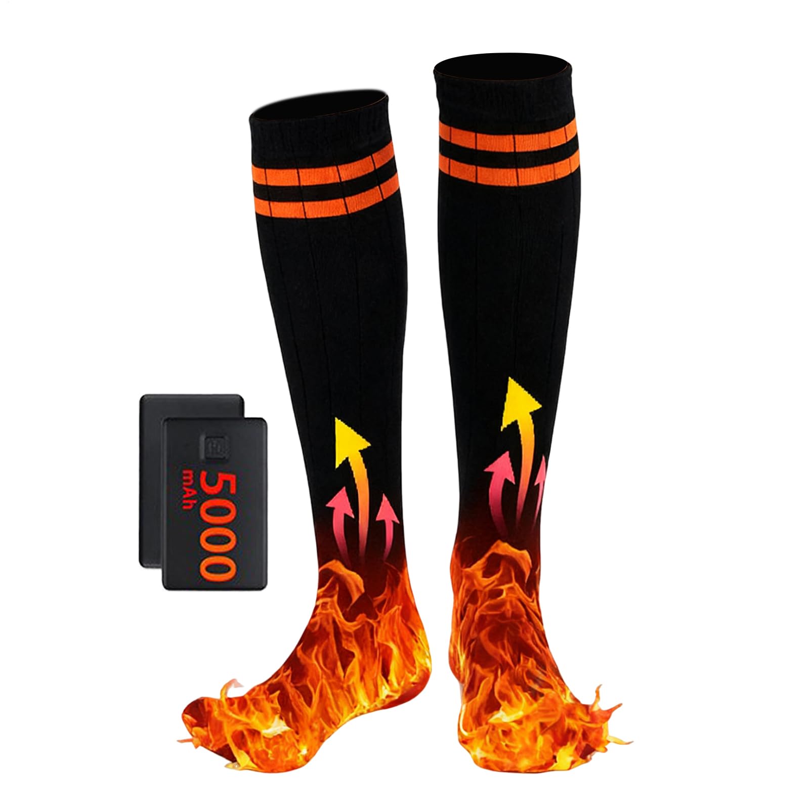Chaussettes Chauffantes pour Hommes Bas Contrôle Application 5000 mAh | Chaussettes De Ski Chauffantes Et Rechargeables Pour Randonnée Hivernale, Camping, Temps Froid, Noël, Chasse, Course, Ski