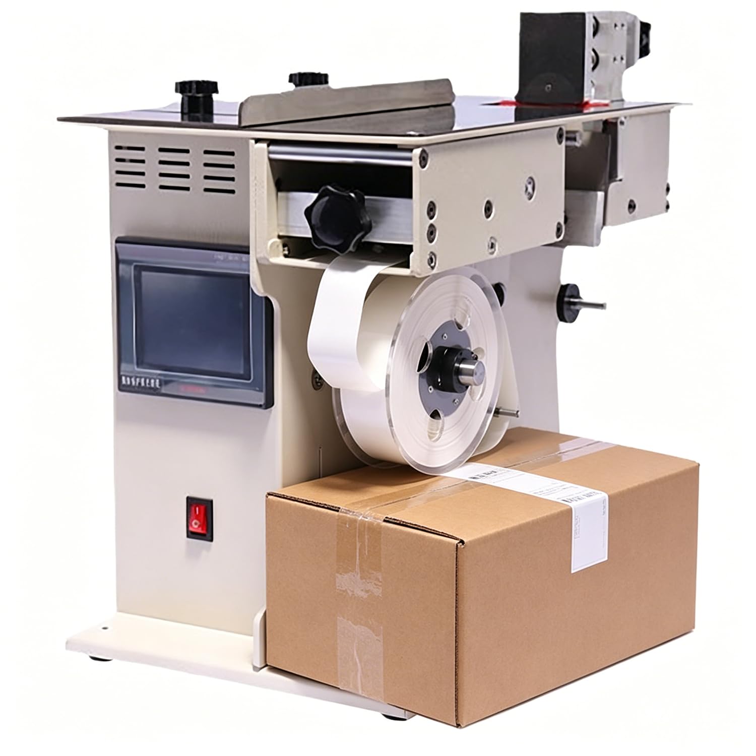 Etichettatrice Angolare, Applicatore di Etichette 2 in 1 a 90 Gradi, Etichettatrice Angolare Semiautomatica per Scatole con Corpo in Metallo E Touch Screen per Imballaggi Commerciali