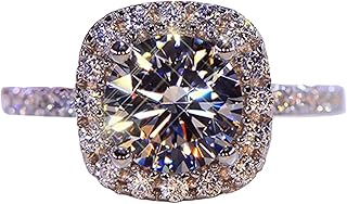 SHANGMAOYO Womens Vintage Rings Fashion Exquisite Full Diamond Ring for Women Engagement Ring Jewelry Gifts Twilight Wedding Ring Rings (Color : Silver, Size : 9)