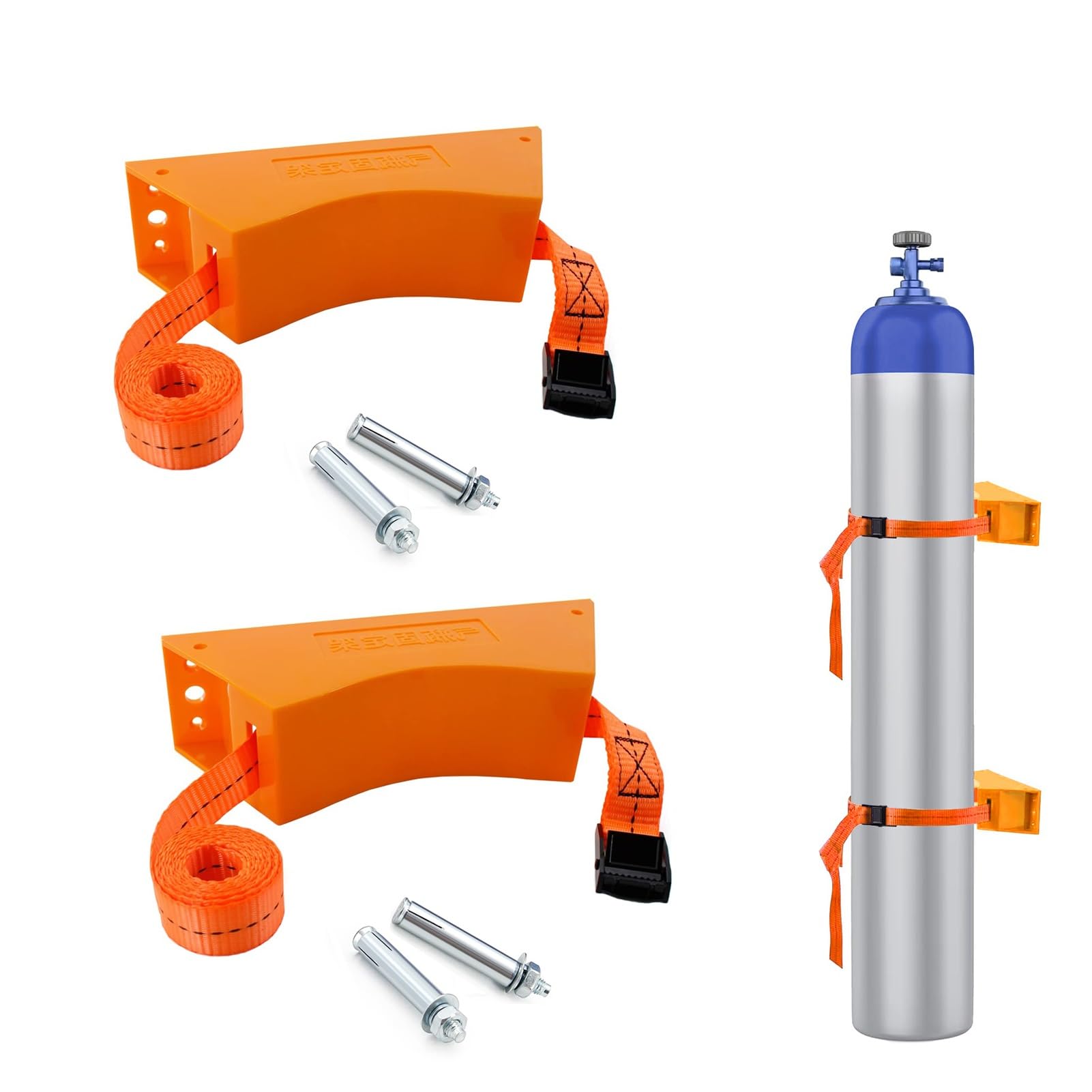 GHHVFEC Oxygen cylinder rack,2 Pack Wall Mounted Oxygen Tank Holder, Durable ABS Cylinder Rack for Nitrogen, Acetylene, Propane Gas, Oxygen Canister Stand for Hospitals & Factories (Orange