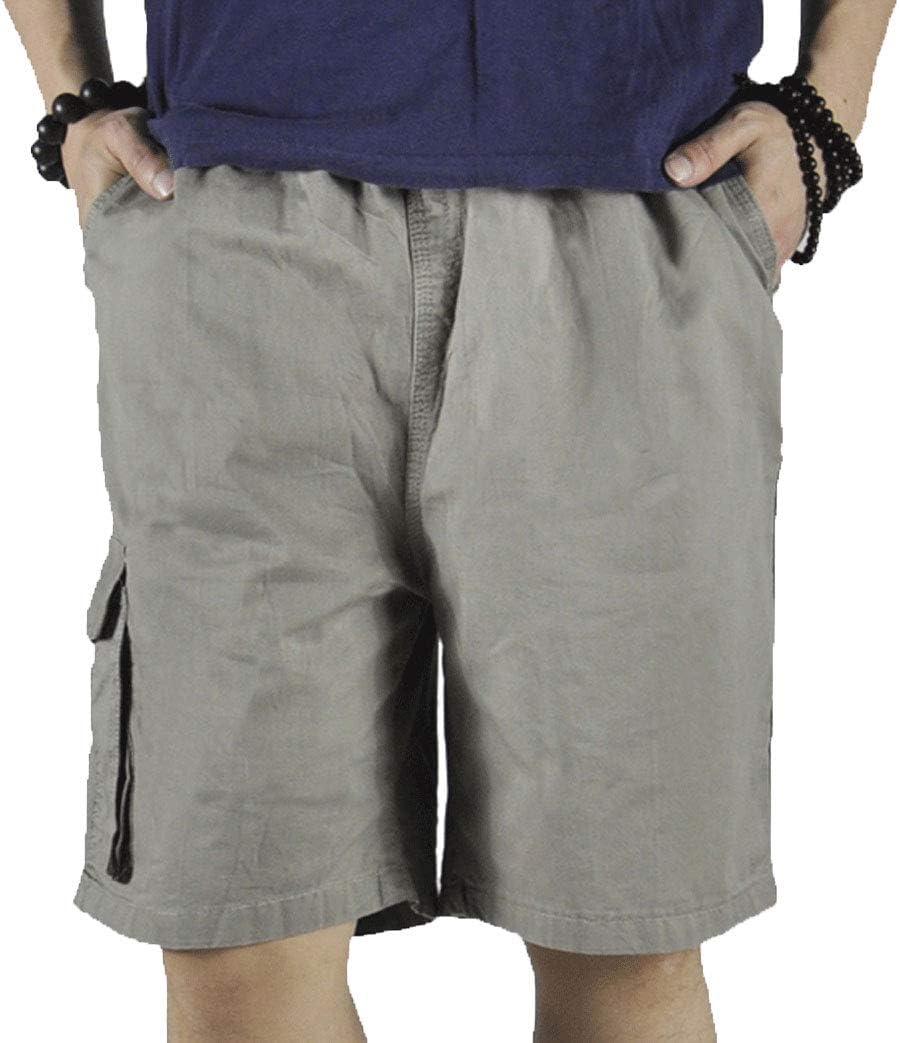 Mens Cotton Loose Drawstring Cargo Short with Full Elastic Waist - Image 3