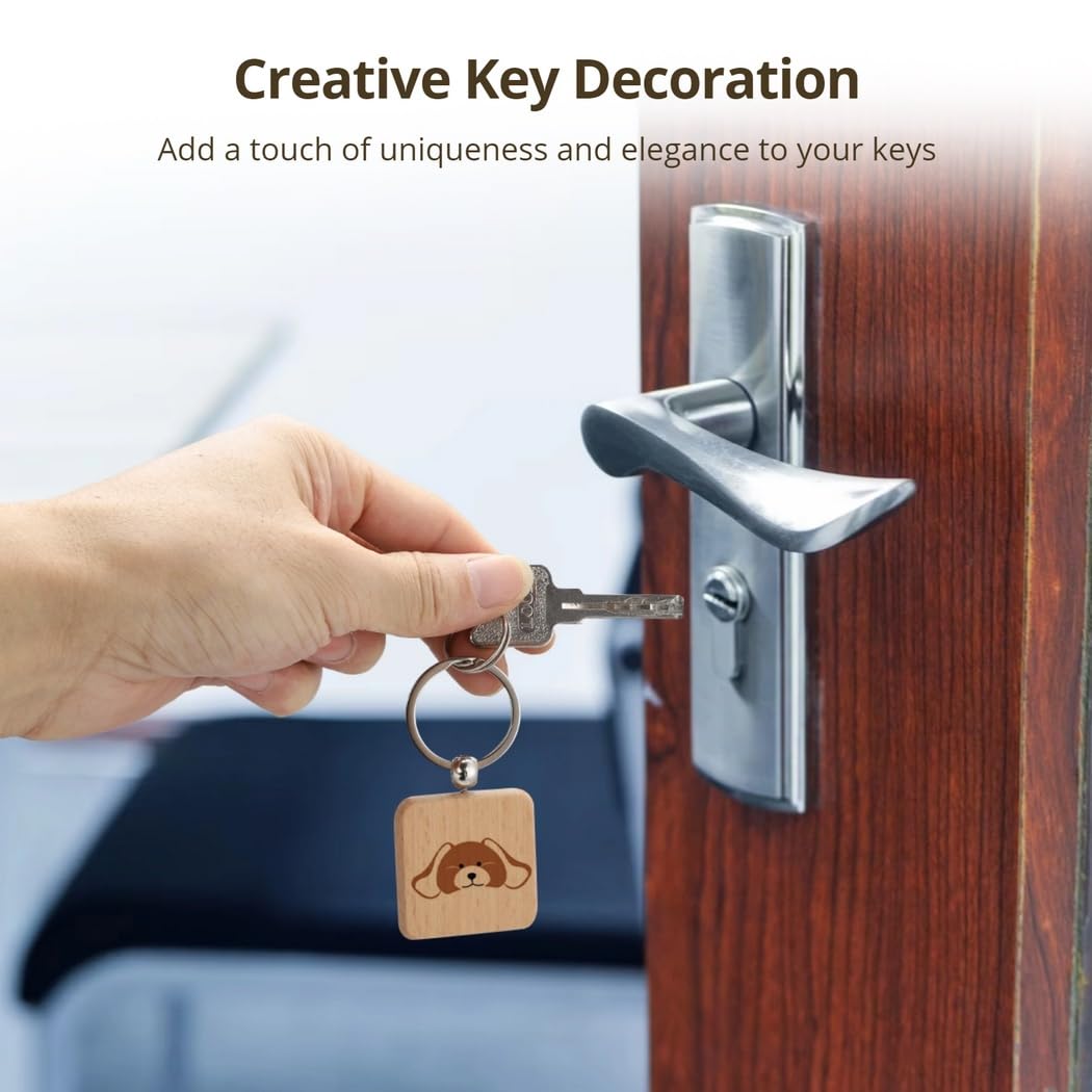 Schlüsselanhänger aus natürlichem Holz, blanko, quadratisch, zum Basteln, personalisierbar mit Farbe oder Gravur, ideal als Geschenk, 50 Stück