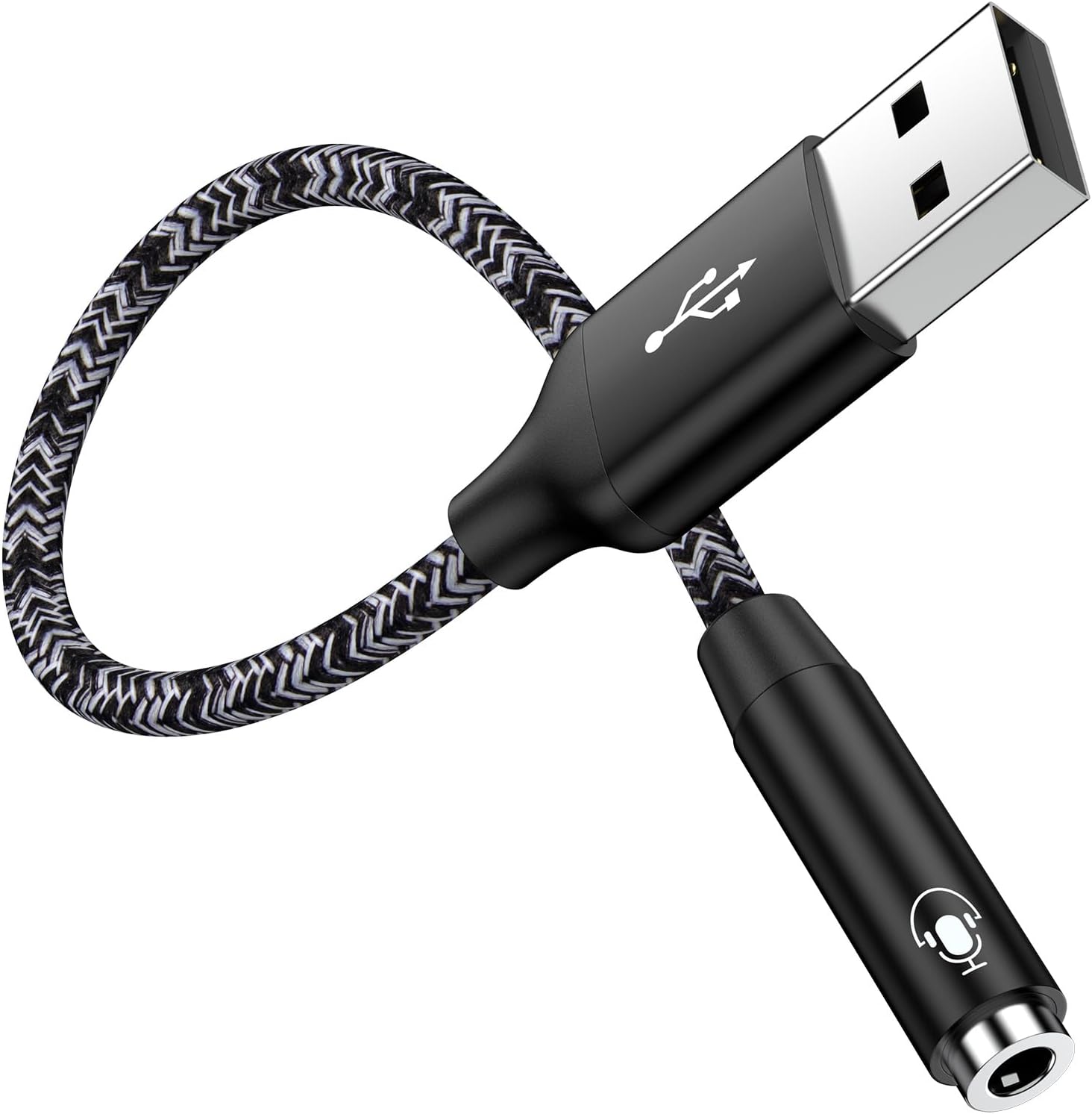 USB to 3.5mm Audio Adapter, AUX to USB Headphone Adapter, USBA to Headset Jack Adapter for PC, Laptop, Speaker, PS5, Car Audio, Type A Port to Aux 3.5 mm Adoptor Stereo Converter Male to Female