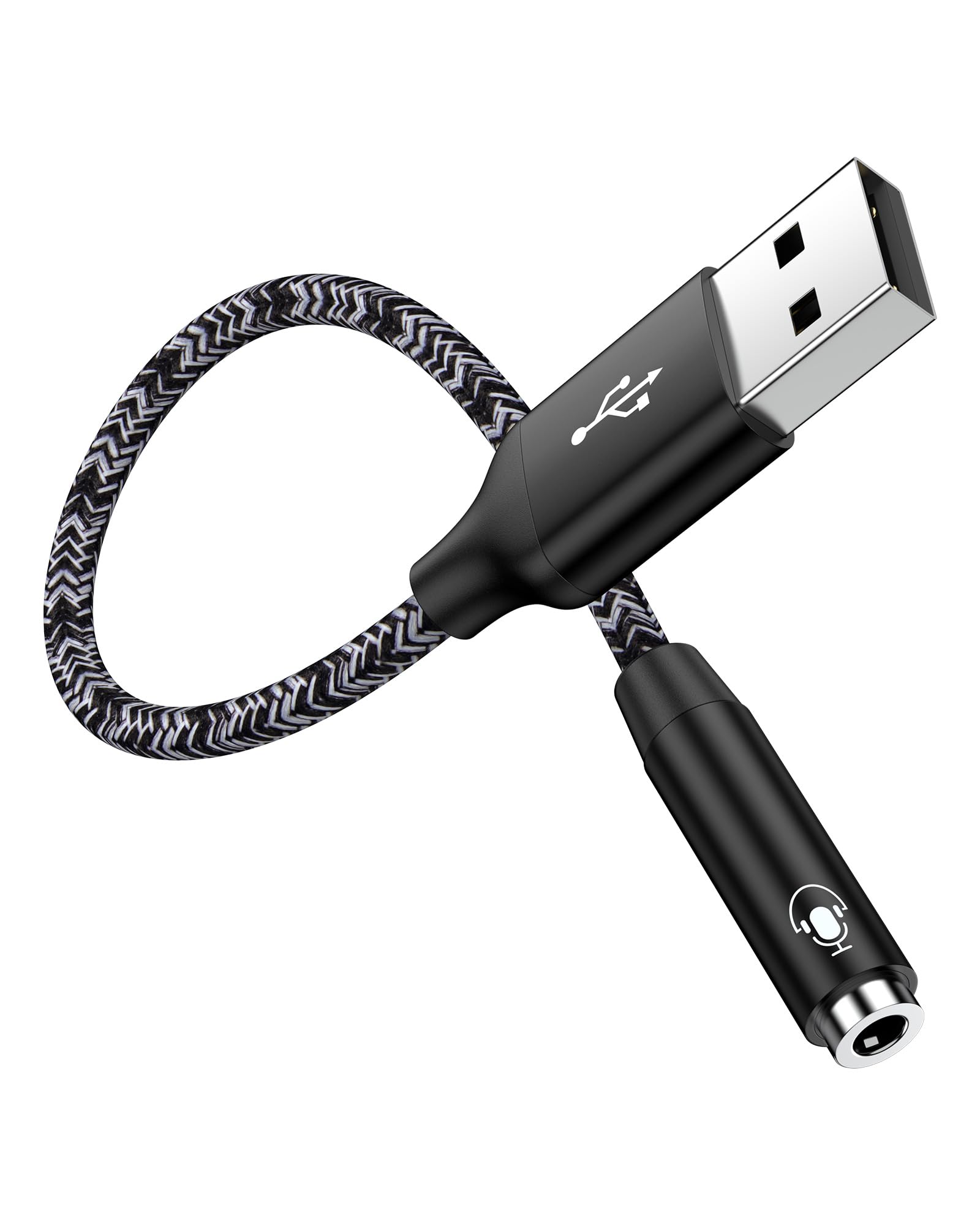 USB to 3.5mm Audio Adapter, AUX to USB Headphone Adapter, USBA to Headset Jack Adapter for PC, Laptop, Speaker, PS5, Car Audio, Type A Port to Aux 3.5