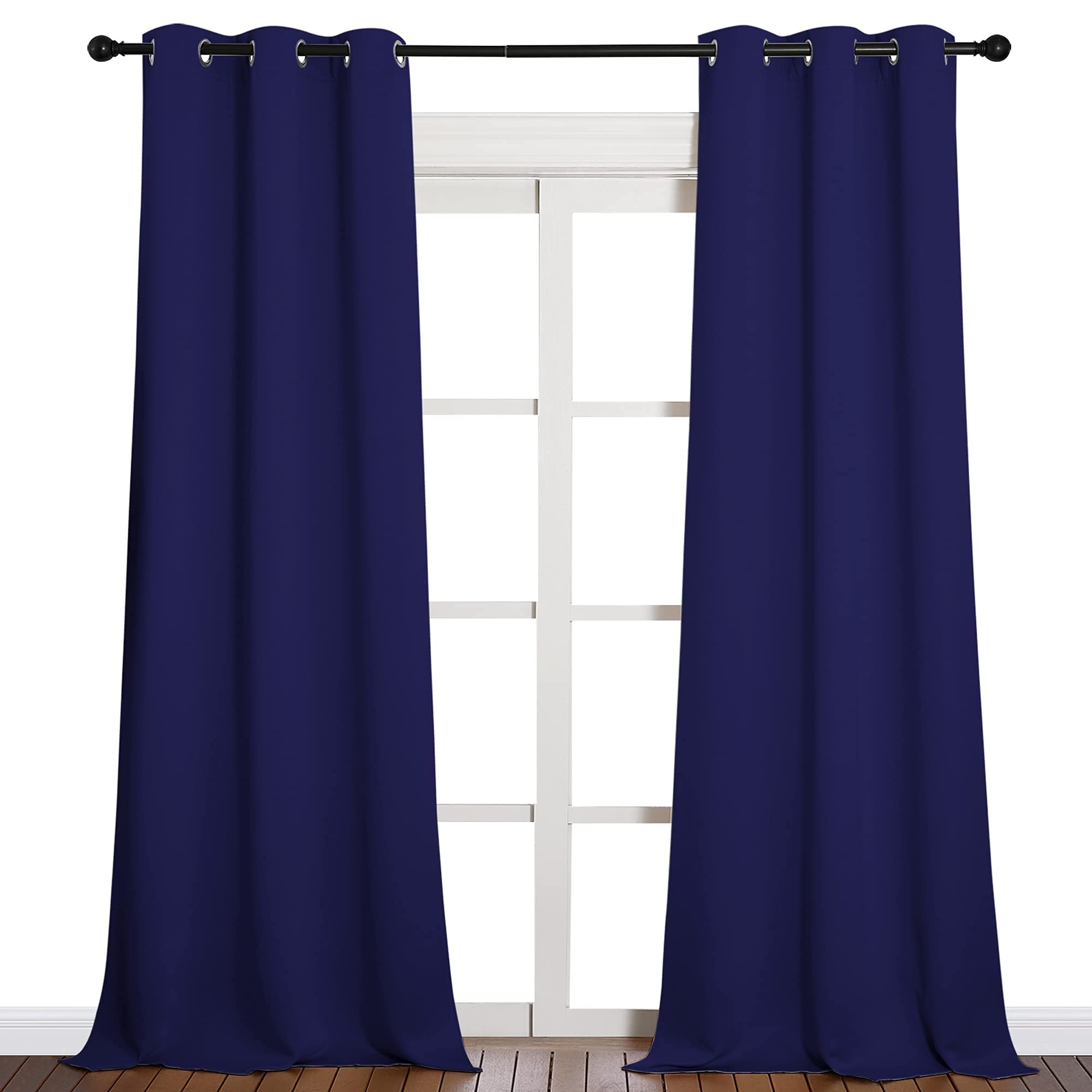 NICETOWN Window Drapes Long Curtains - Living Room Panels Grommet Top Window Treatment for Hall &amp; Guest Room (Navy Blue, 42 inches Wide x 90 inches Long, 2 Pieces)