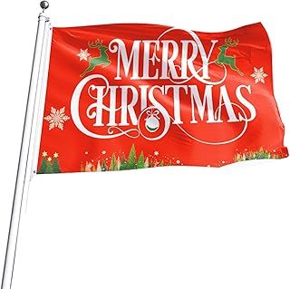 Merry Christmas Flag 5ft x 3ft with Eyelets,100D Large Outdoor Christmas Decorations Christmas Flag Banner,Xmas Red Flag Festival Flags Bunting Outdoor Waterproof Snowproof Double Stitched Funny Flag