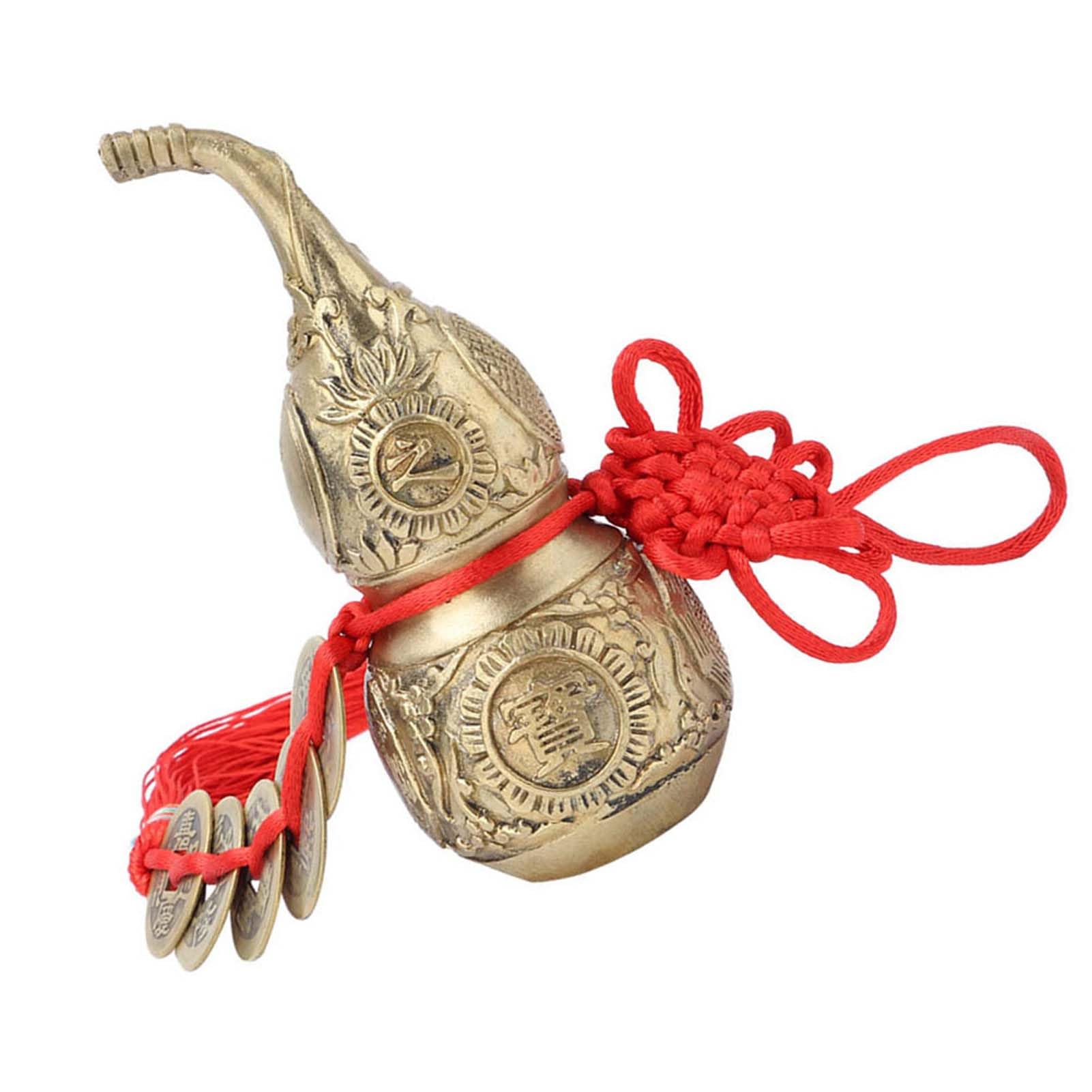 Tissting Zucca in ottone, Zucca Wu Lou in rame puro per la decorazione della casa, simbolo di fortuna e ricchezza, ornamento tradizionale cinese per ricchezza e salute, 10 cm