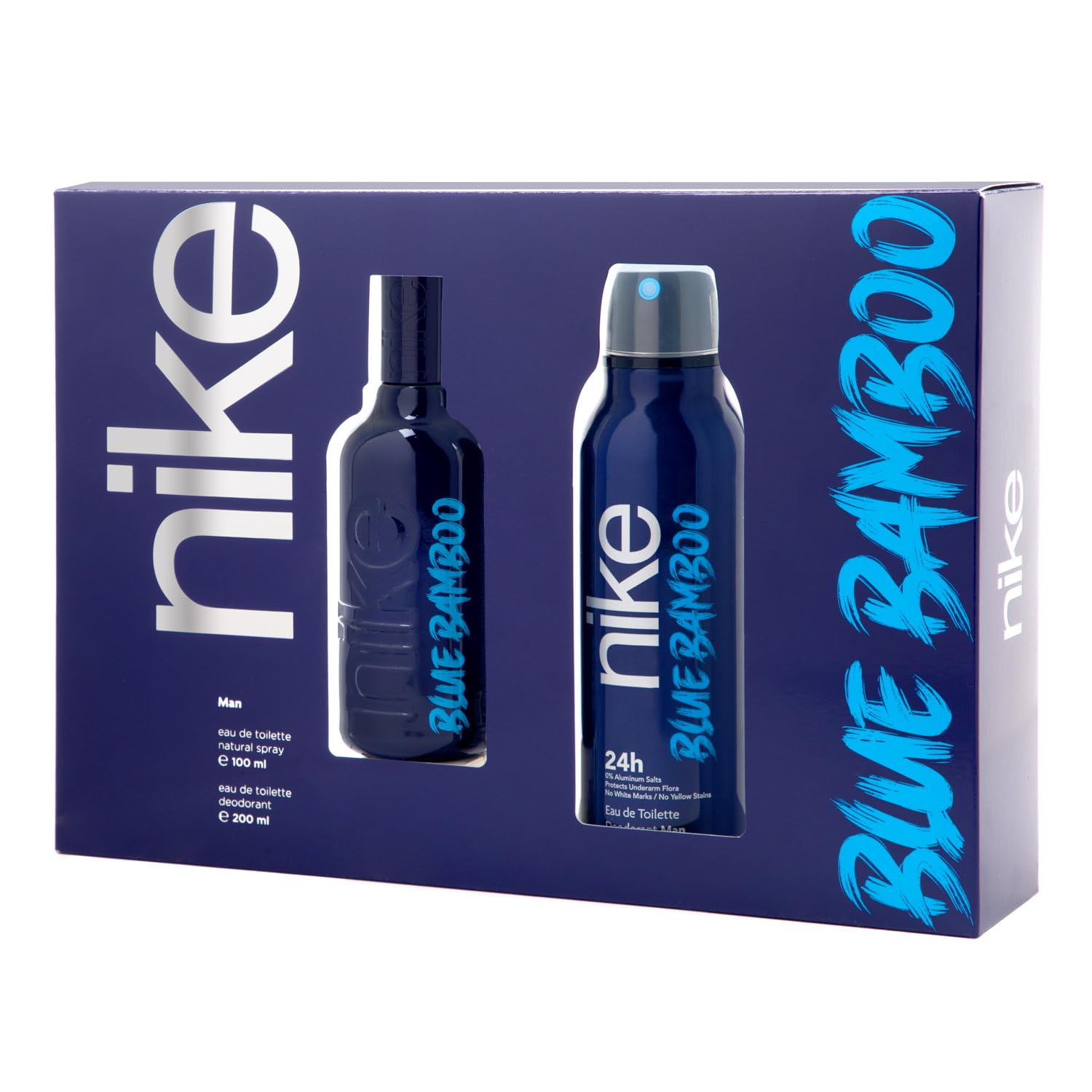 NIKE - Blue Bamboo Eau de Cologne pour homme 100 ml, Pack de 2, Parfum en spray 200 ml, Eau de toilette naturelle et masculine, Arôme boisé fruité, Parfum frais