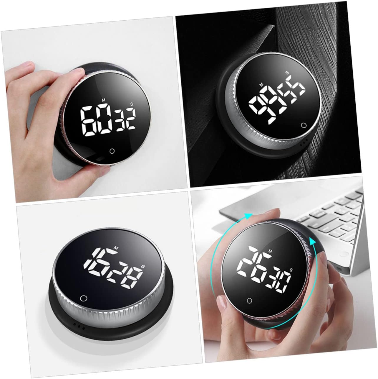 Zerodeko 3pcs Digital Kitchen Timer Rotating Gym Timer Countdown for Cooking Home Gym