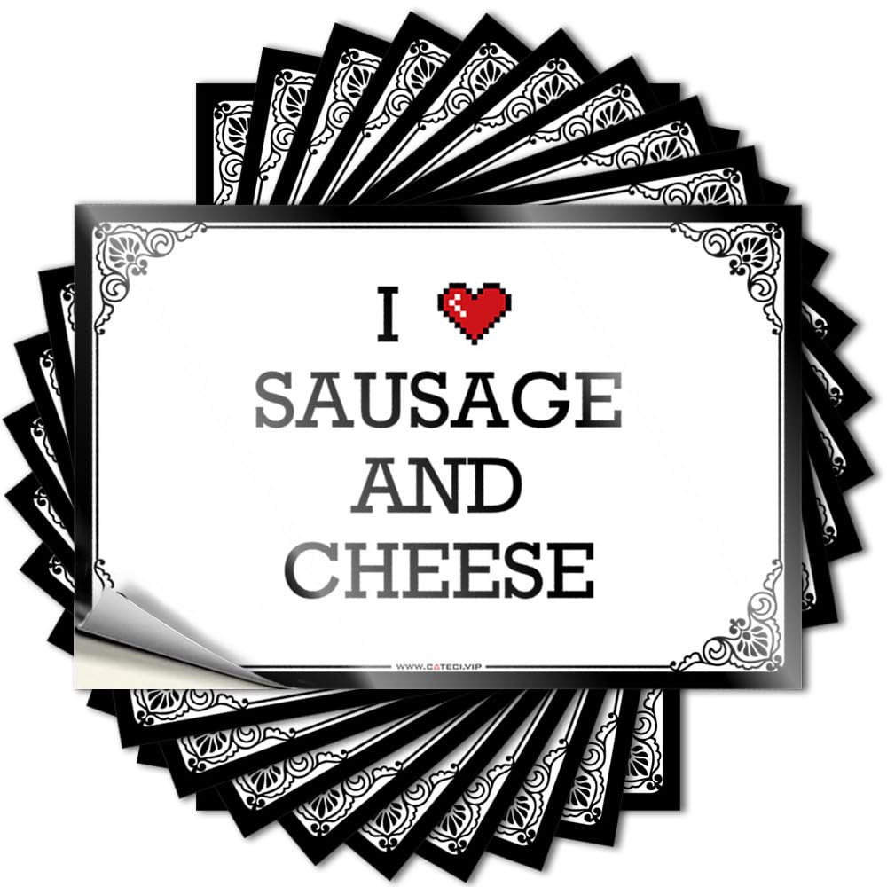 Fzfn Men's Colour Room Accessories For Saying Bumper | I Love Sausage And Cheese Vintage Exterior Sticker Pack(12X18cm)