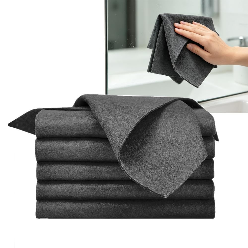 ningzhi 6pcs Thickened Magic Cleaning Cloth,No Water Stains Reusable Glass Cleaning Cloth, Ultra Soft Non Striped Washable Cloth, Used for Home, Kitchen, Cars, Windows, Glass, Mirror