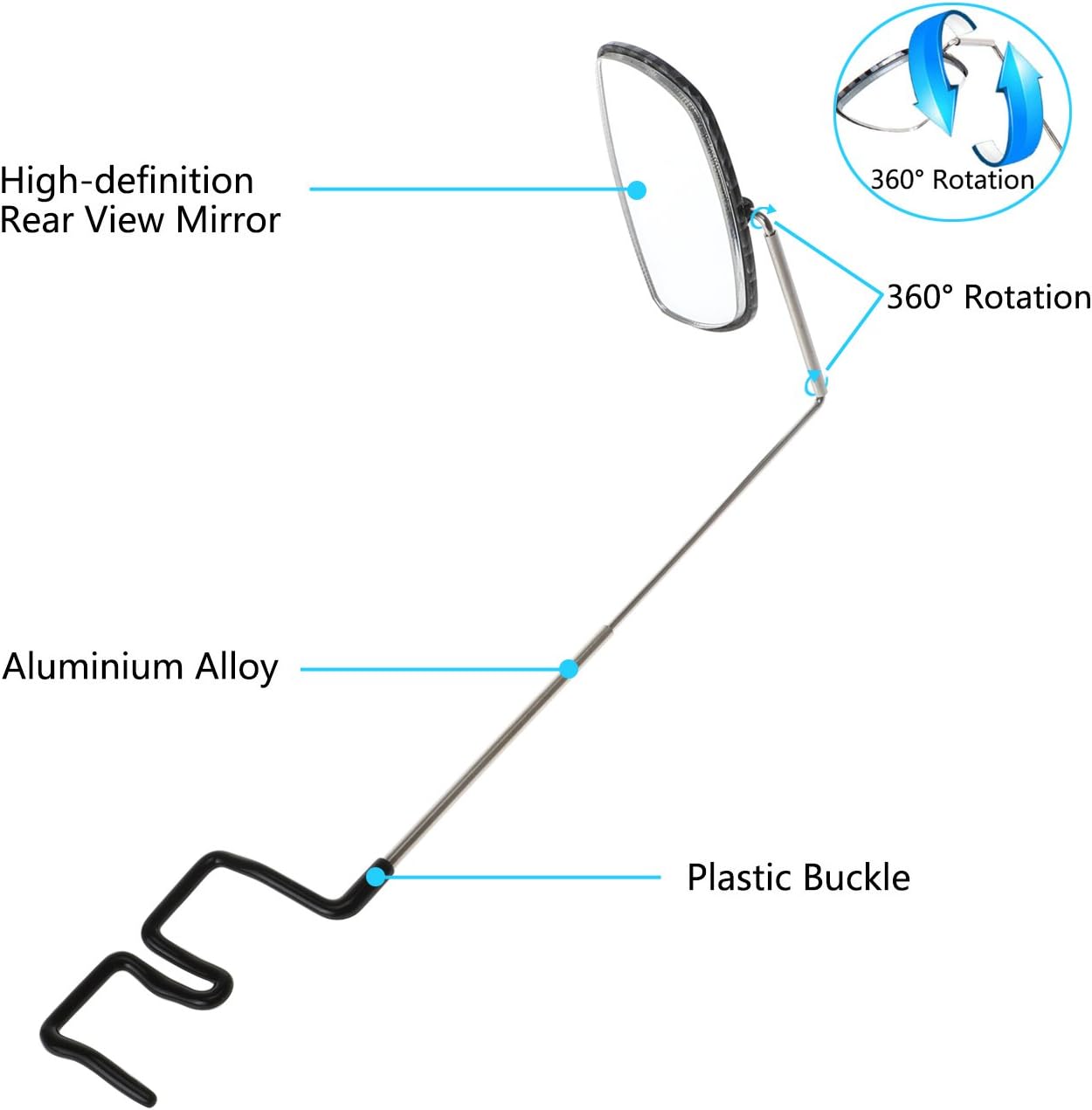 WOVTE Universal 360° Adjustable Cycling Eyeglass Rearview Mirror with Crystal Clear View for Bicycle Eyeglasses