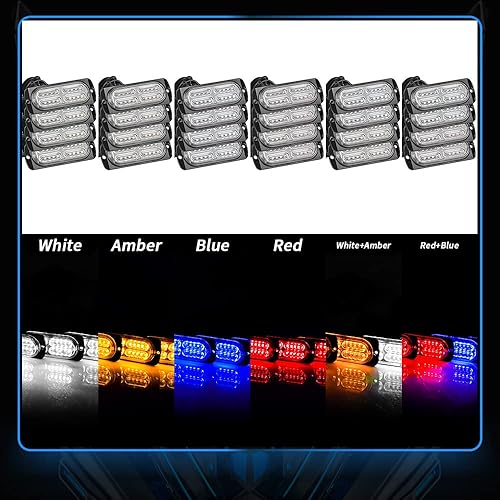 Miniatura 5 de Actualizado Kit de lámparas LED de advertencia estroboscópicas de emergencia, 4 vainas, 20 LED, 18 patrones de destello para luz estroboscópica de