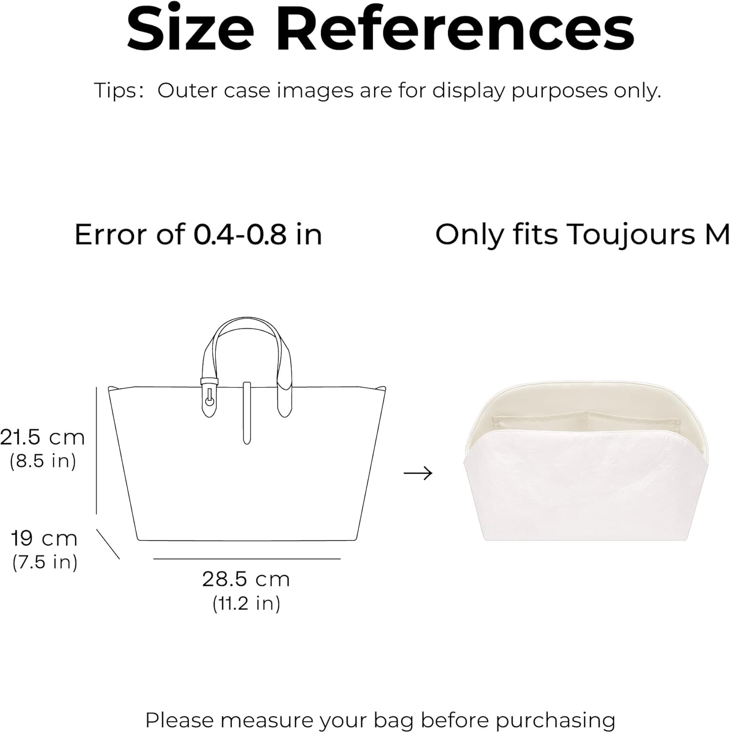 Purse Organizer Insert for DIOR Toujours Medium Bag,Custom Fit Inside Premium Craie Lightweight WaterResistant Tote Bag Insert with Cup Holder Accessories