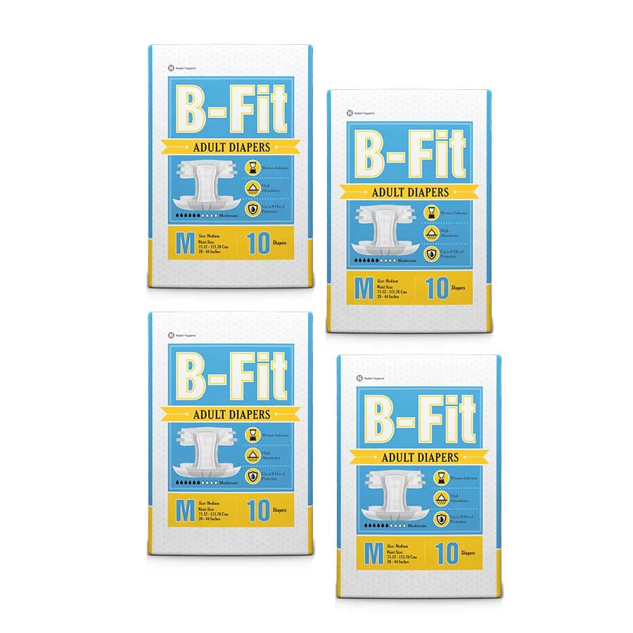 B-FIT Adult Diaper Regular Tape Style - Medium Size - Pack of 4 (Unit Count 40) (B0C6MCCJHX) Amazon Price History, Amazon Price Tracker
