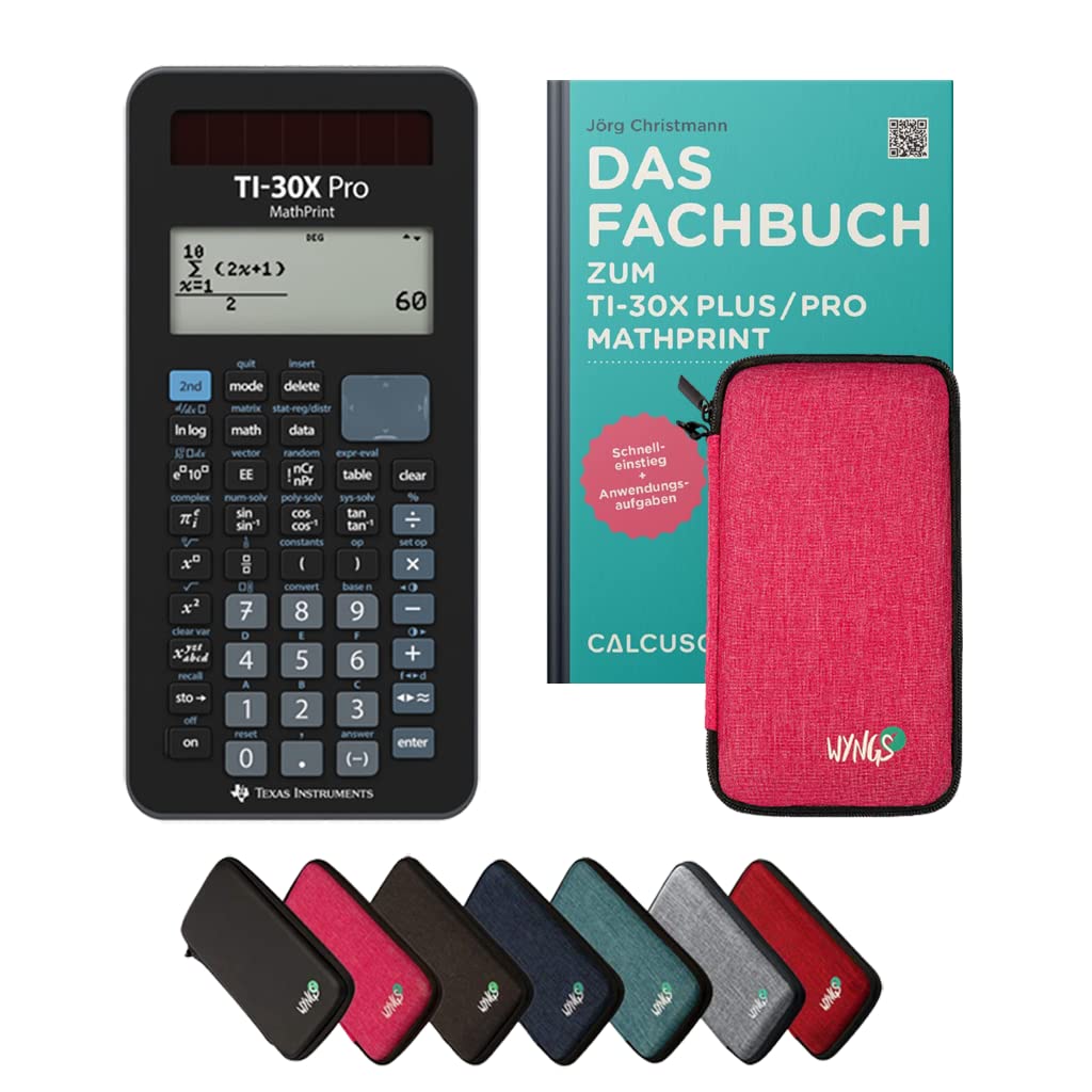 TI-30X Pro MathPrint avec Housse de Protection Rose et Manuel (132 Pages, DIN A5) – Calculatrice Scientifique – Smart Set