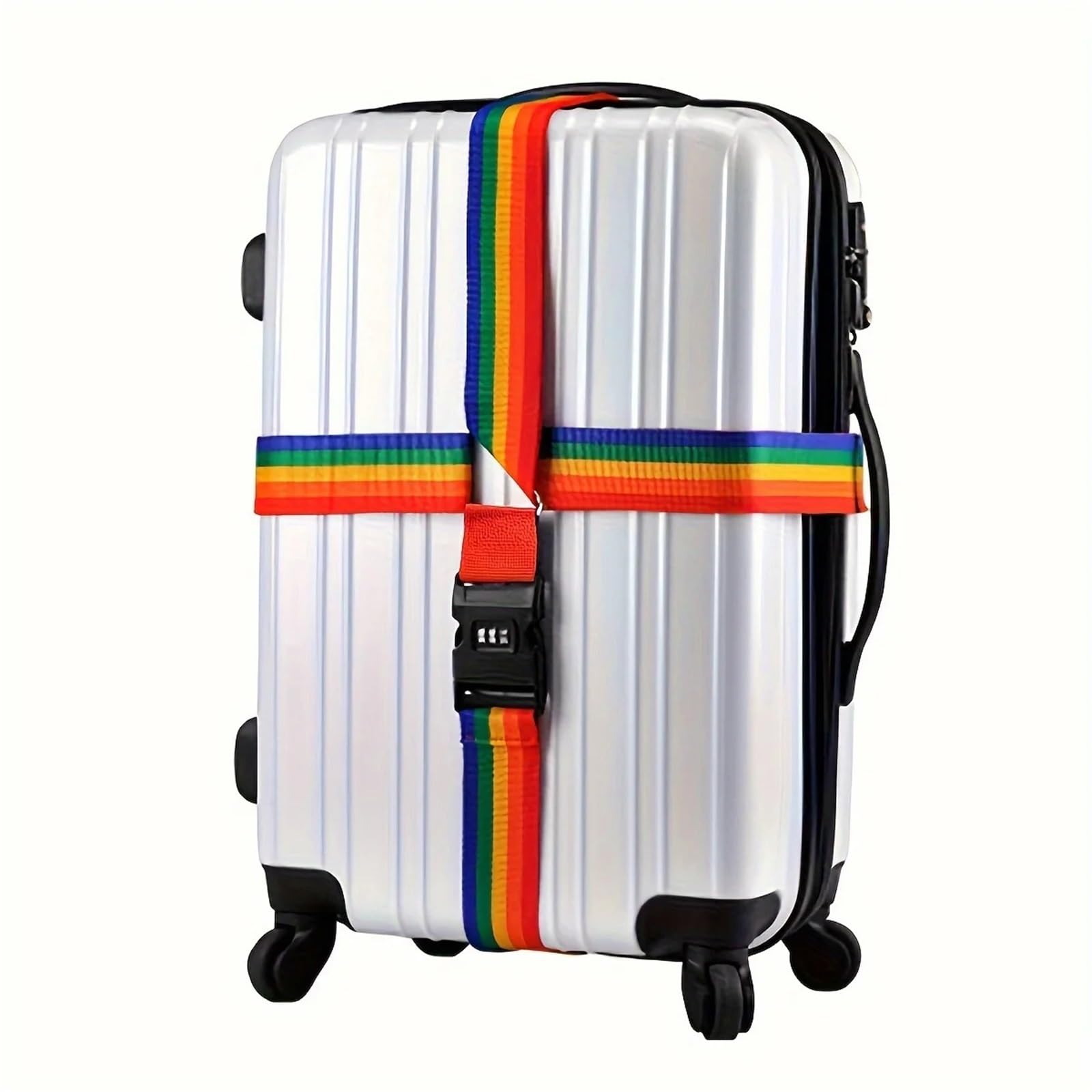 Correa de Equipaje con Bloqueo contraseña, cinturón Amarre Seguro for Maleta Viaje Hebilla, 4 Uds para Maletas(Rainbow)